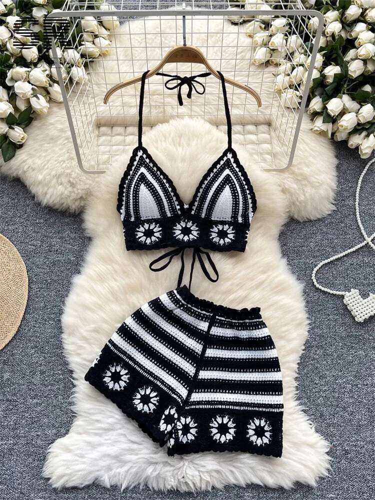 Beach Vacation Knit 2pcs Suits - Cami Top Lace review and price