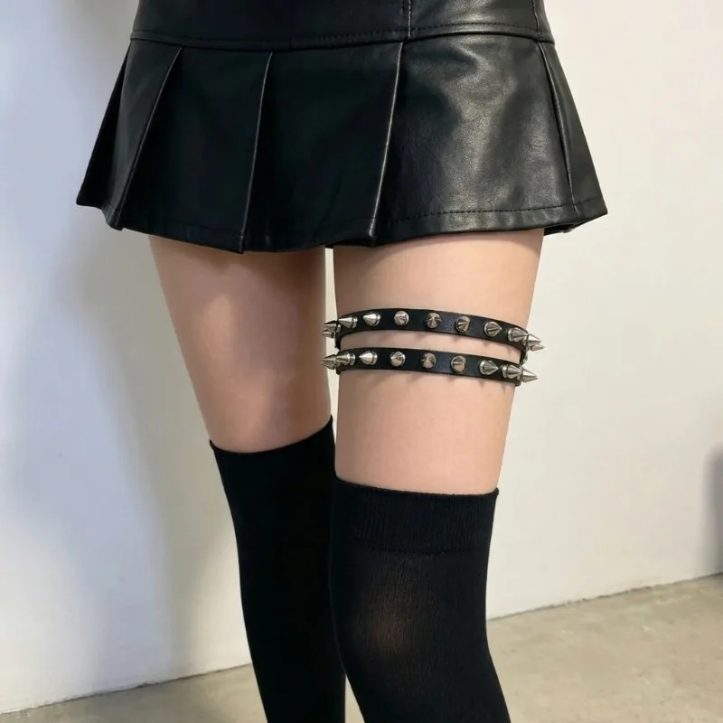 Double Row Cone Spike Leg Gart - Garter Belt Set review and price